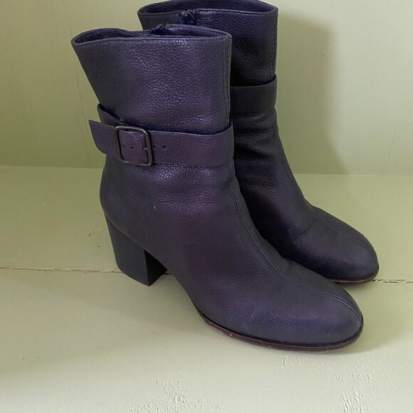 Women's Black Leather Mid Calf Boots Brand CHIE MIHARA - Picture 2 of 9